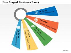 Five staged business icons flat powerpoint design