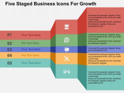 Five staged business icons for growth flat powerpoint design