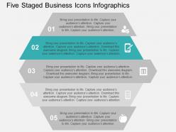 Five staged business icons infographics flat powerpoint design
