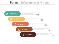 Five staged business infographics and icons flat powerpoint design