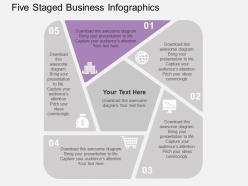 Five staged business infographics flat powerpoint design