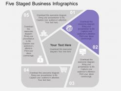 Five staged business infographics flat powerpoint design