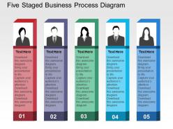 Five staged business process diagram flat powerpoint design