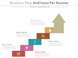 Five staged business steps and icons for success powerpoint slides