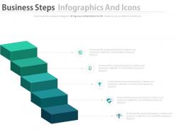 Five staged business steps infographics and icons powerpoint slides
