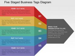 Five staged business tags diagram flat powerpoint design