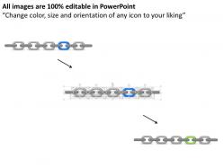 Five staged chain link diagram for business target teamwork idea generation ppt template slide