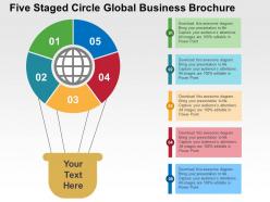 Five staged circle global business brochure flat powerpoint design