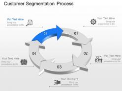Five staged circle of customer segmentation powerpoint template slide