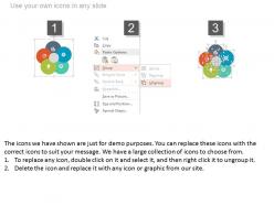 Five staged circles and icons for progress flow flat powerpoint design