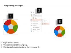 Five staged colored pie graph powerpoint template