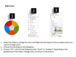 Five staged colored pie graph powerpoint template