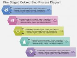 Five staged colored step process diagram flat powerpoint design