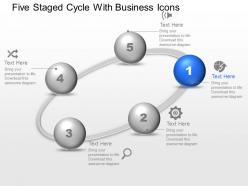Five staged cycle with business icons powerpoint template slide
