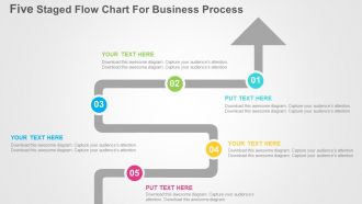 Five staged flow chart for business process flat powerpoint design