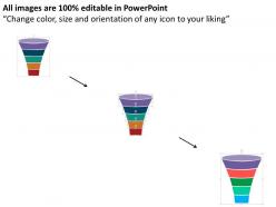 Five staged funnel diagram for data flow flat powerpoint design