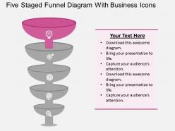Five staged funnel diagram with business icons flat powerpoint design