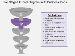 Five staged funnel diagram with business icons flat powerpoint design