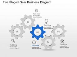 Five staged gear business diagram powerpoint template slide