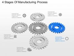 Five staged gear diagram for manufacturing process powerpoint template slide