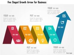 Five staged growth arrow for business flat powerpoint design