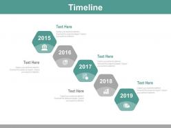 Five Staged Hexagonal Timeline With Years Powerpoint Slides