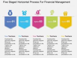 Five staged horizontal process for financial management flat powerpoint design