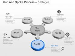Five staged hub spoke diagram powerpoint template slide