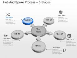 Five staged hub spoke diagram powerpoint template slide