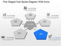 Five staged hub spoke diagram with icons powerpoint template slide