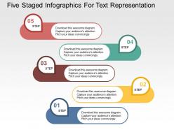 Five staged infographics for text representation flat powerpoint design