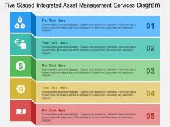 Five staged integrated asset management services diagram flat powerpoint design