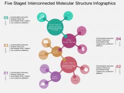 Five Staged Interconnected Molecular Structure Infographics Flat Powerpoint Desgin