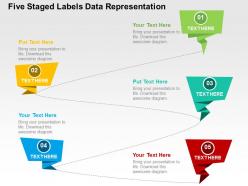 Five staged labels data representation flat powerpoint design