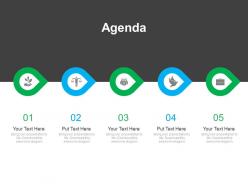Five staged linear business agenda diagram powerpoint slides