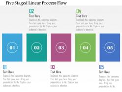Five staged linear process flow flat powerpoint design