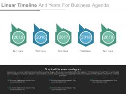 Five Staged Linear Timeline And Years For Business Agenda Powerpoint Slides