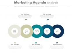 Five staged marketing agenda analysis diagram powerpoint slides