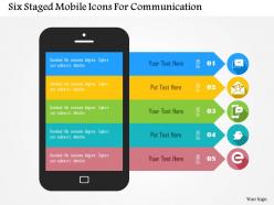 Five staged mobile icons for communication flat powerpoint design