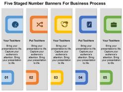 Five staged number banners for business process flat powerpoint design