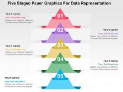 Five staged paper graphics for data representation flat powerpoint design