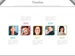 Five staged photo timeline chart for business powerpoint slides