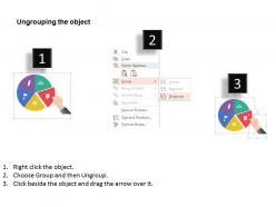 Five staged pie chart with process icons flat powerpoint design