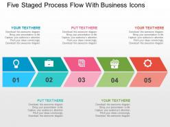 Five Staged Process Flow With Business Icons Flat Powerpoint Design