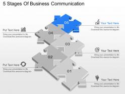Five staged puzzle diagram business communication powerpoint template slide