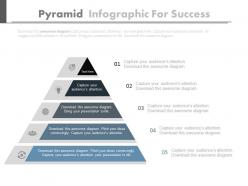 Five staged pyramid infographics for success powerpoint slides