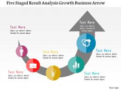 Five staged result analysis growth business arrow flat powerpoint design