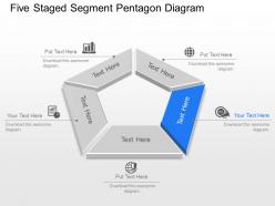 Five staged segment pentagon diagram powerpoint template slide