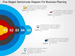 Five staged semicircular diagram for business planning flat powerpoint design