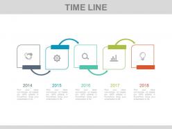 Five staged tags style timeline and icons powerpoint slides